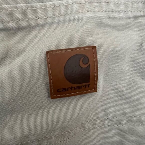 Men’s Carhartt Carpenter Shorts Size 42 Khaki Beige Chino Cargo Workwear - Picture 6 of 11